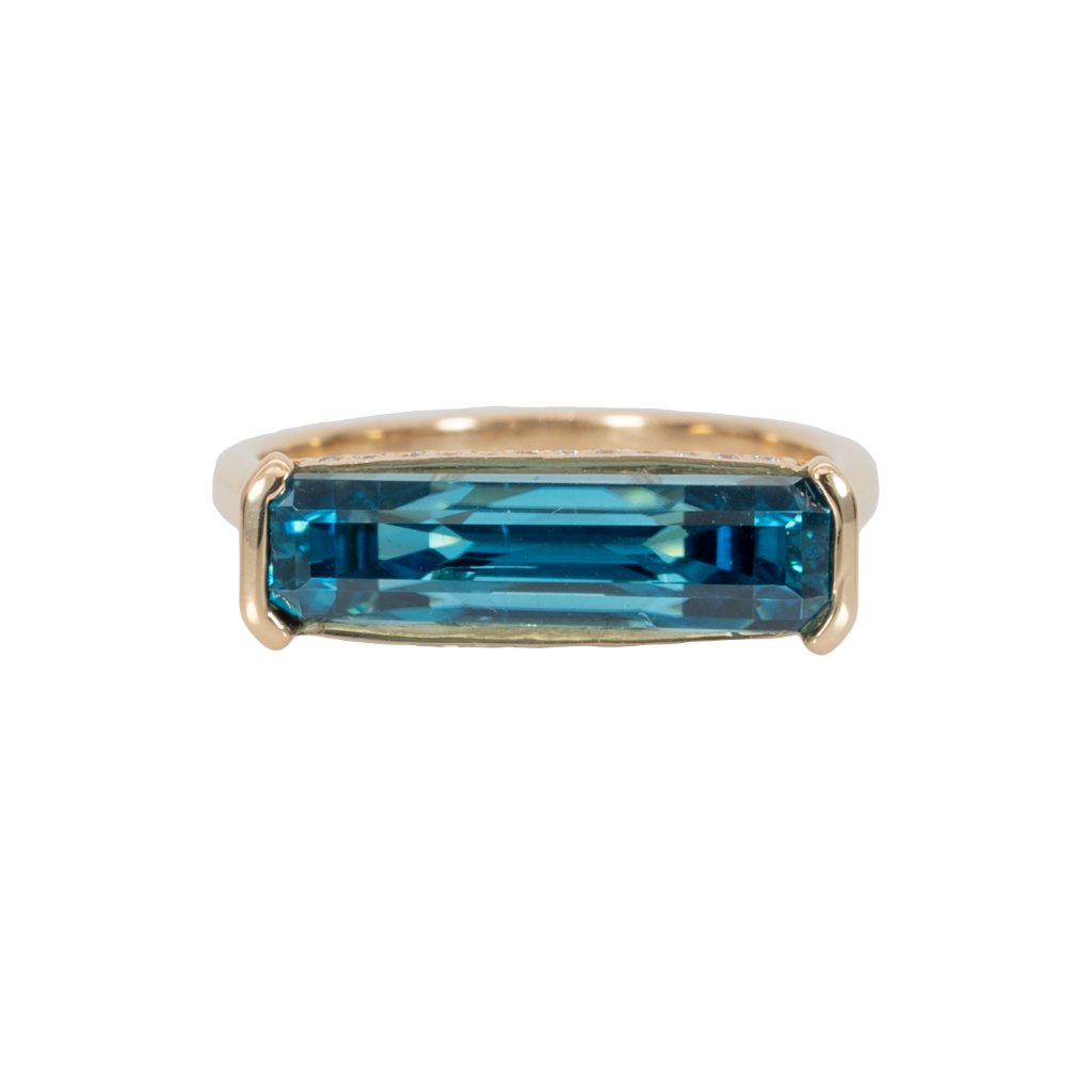 Solitaire 65cts Cambodia Blue Zircon Ring In Solid 14k Gold 2930$